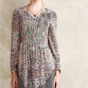 Anthropologie Maeve Tiled Amethyst Dress Multicolor-Sm